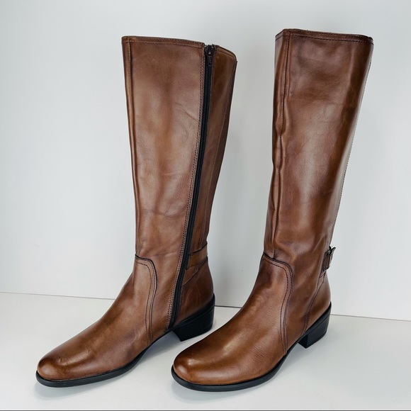📌SOLD📌 BUSSOLA STYLE ANTWERPEN TAN LEATHER TALL BOOTS - Picture 2 of 16